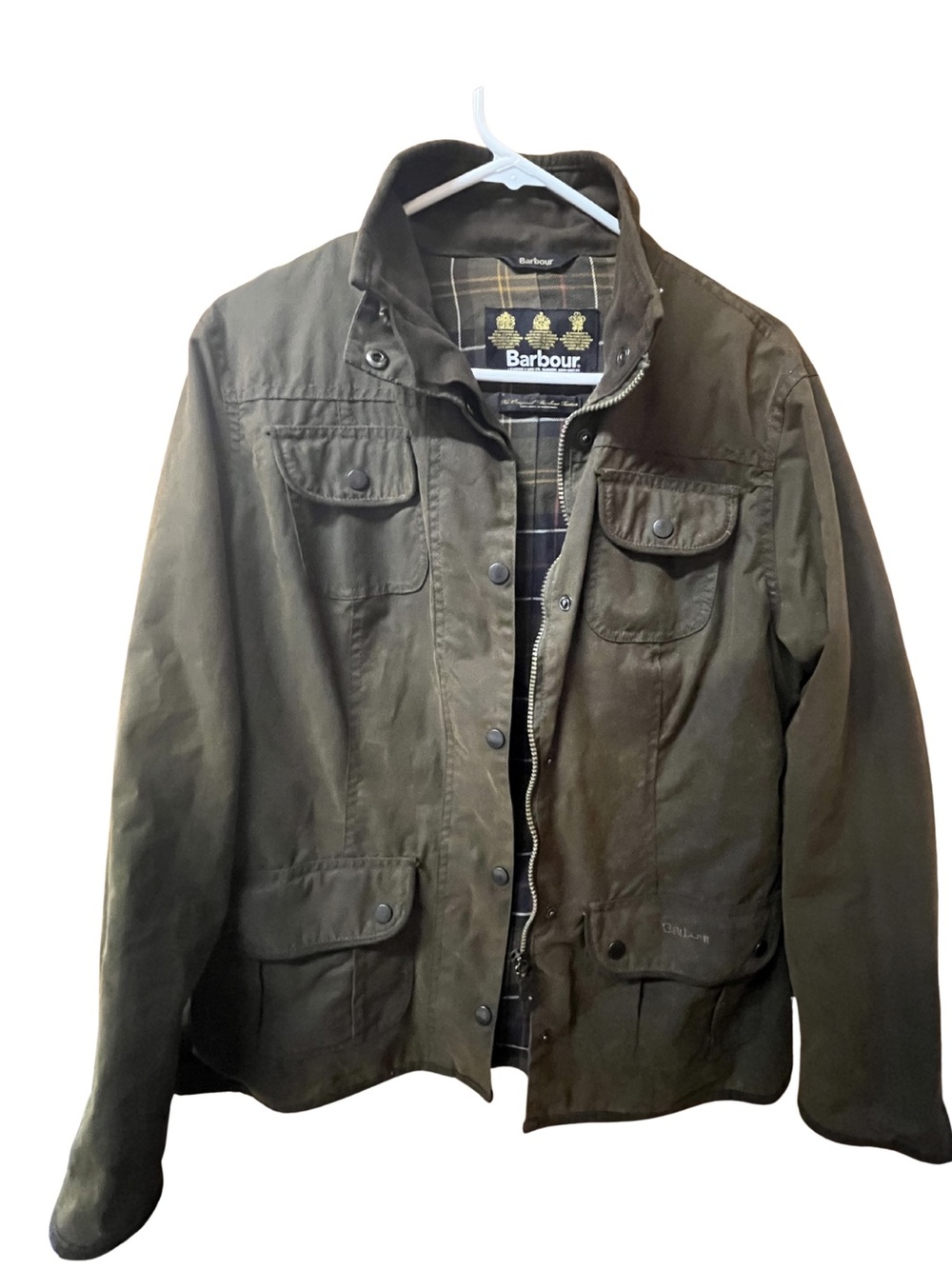 Barbour Ladies Utility Waxed Jacket UK 14 Olive Brown